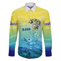 Personalized Fishing Bone Summer Bass Family Matching Off Shoulder Short Dress and Hawaiian Shirt Fishbone Ocean - Wonder Print Shop