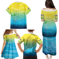Personalized Fishing Bone Summer Bass Family Matching Puletasi and Hawaiian Shirt Fishbone Ocean - Wonder Print Shop