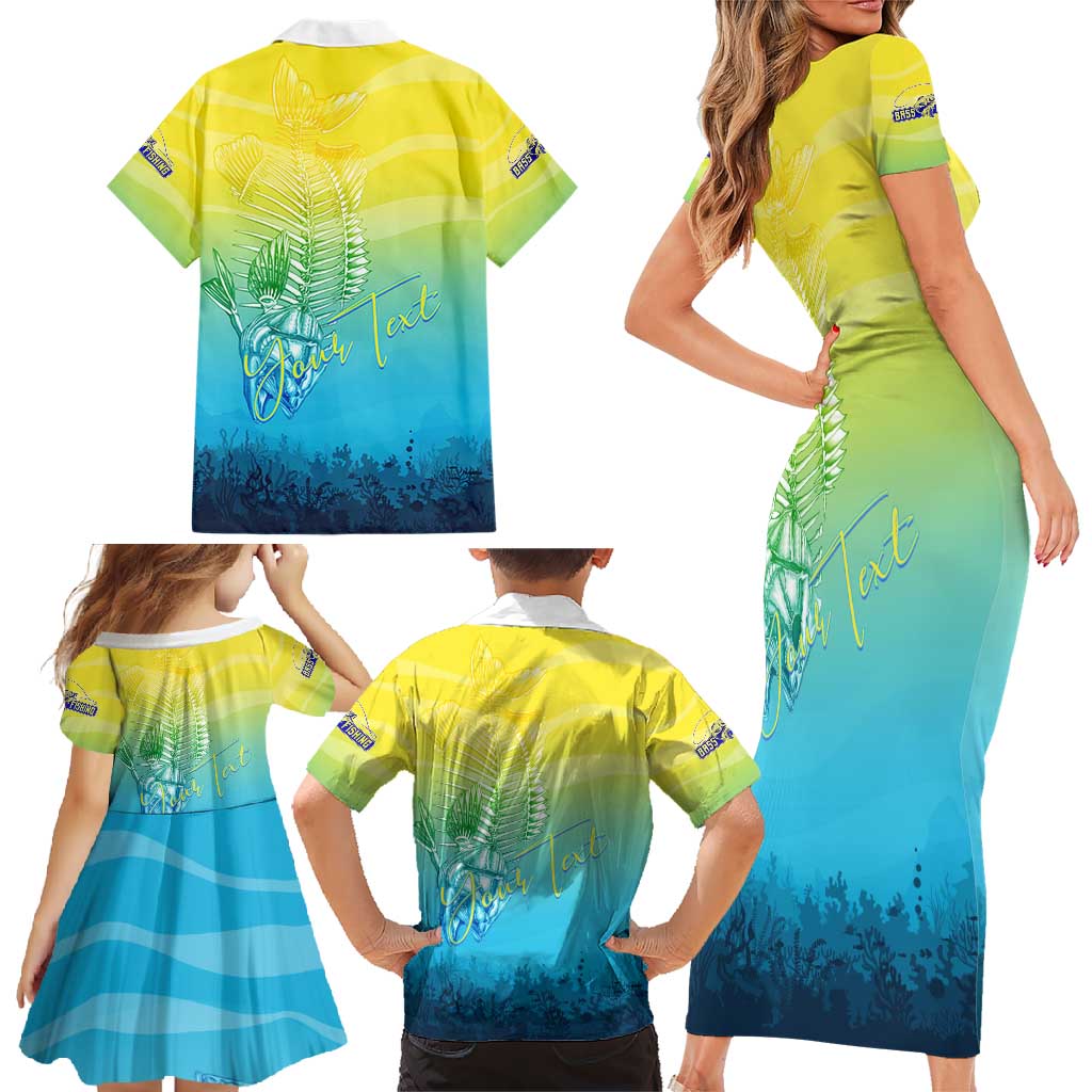 Personalized Fishing Bone Summer Bass Family Matching Short Sleeve Bodycon Dress and Hawaiian Shirt Fishbone Ocean - Wonder Print Shop