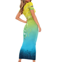 Personalized Fishing Bone Summer Bass Family Matching Short Sleeve Bodycon Dress and Hawaiian Shirt Fishbone Ocean - Wonder Print Shop