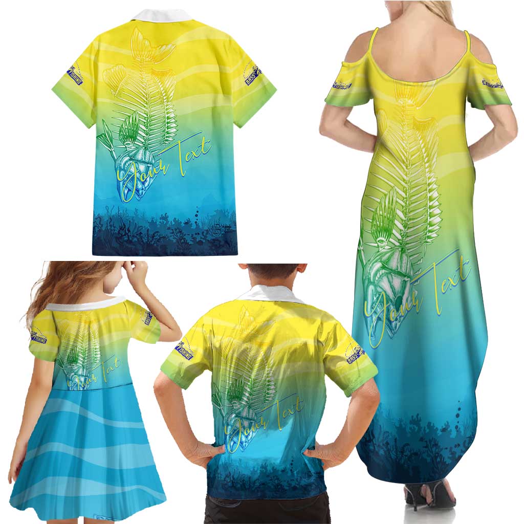 Personalized Fishing Bone Summer Bass Family Matching Summer Maxi Dress and Hawaiian Shirt Fishbone Ocean - Wonder Print Shop