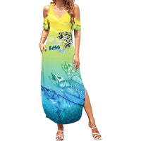 Personalized Fishing Bone Summer Bass Family Matching Summer Maxi Dress and Hawaiian Shirt Fishbone Ocean - Wonder Print Shop