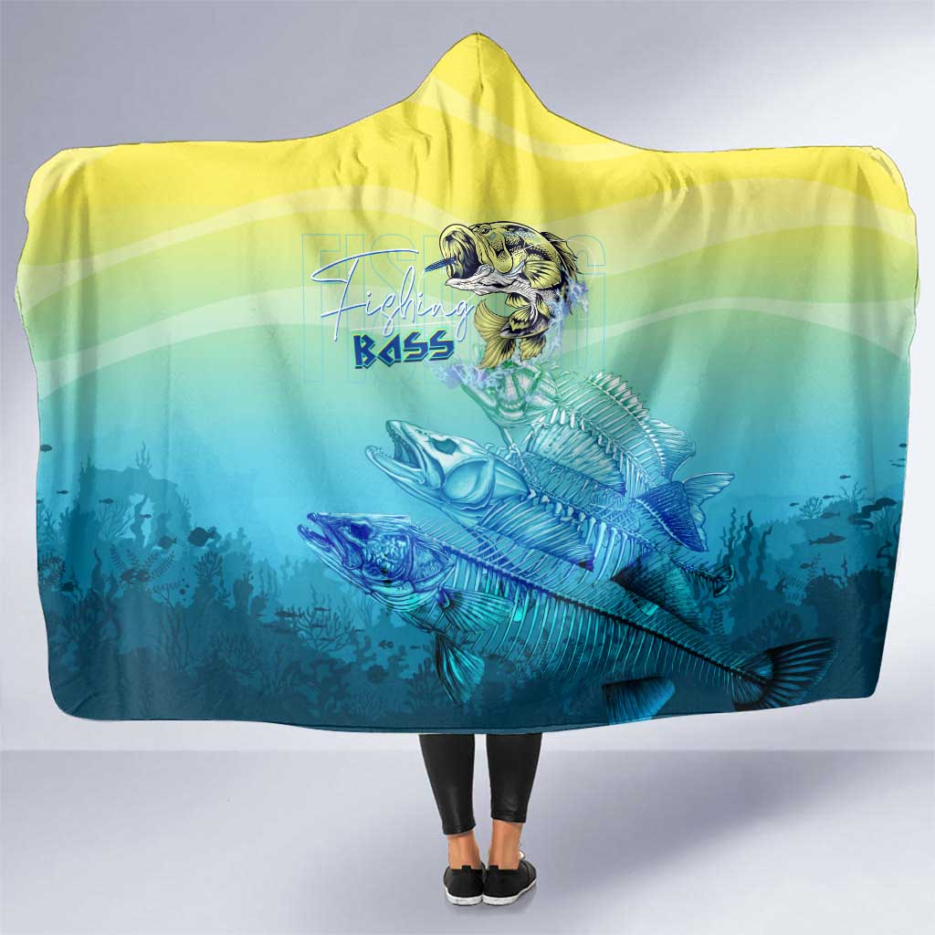 Fishing Bone Summer Bass Hooded Blanket Fishbone Ocean