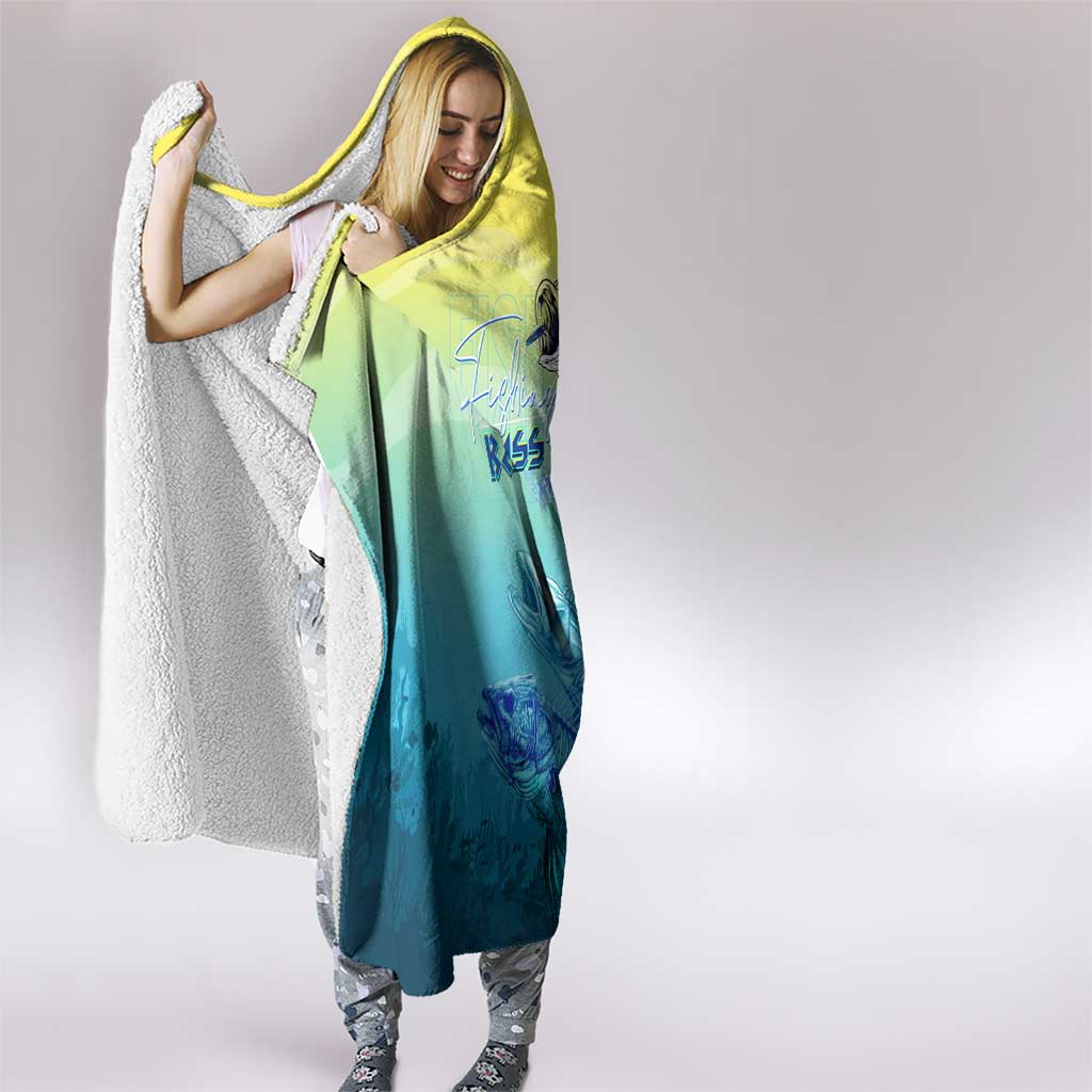 Fishing Bone Summer Bass Hooded Blanket Fishbone Ocean