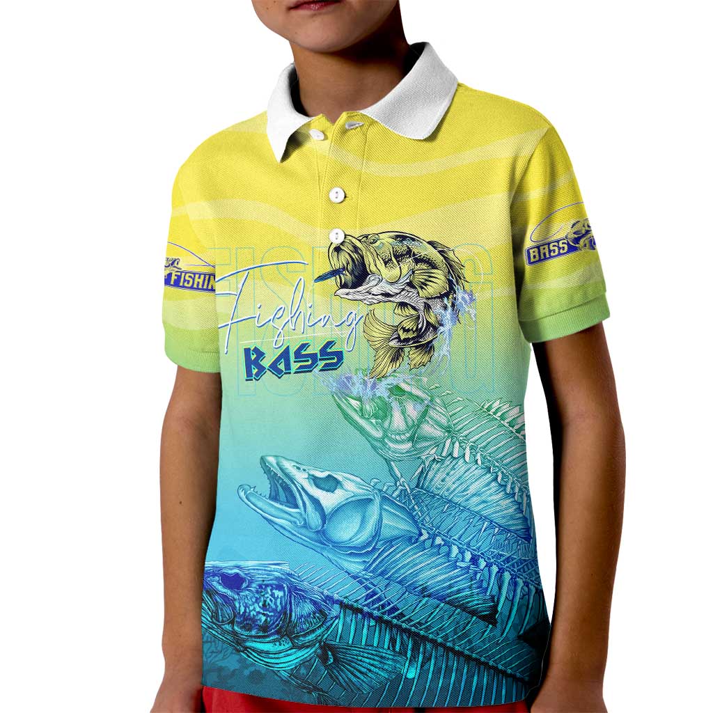 Personalized Fishing Bone Summer Bass Kid Polo Shirt Fishbone Ocean - Wonder Print Shop