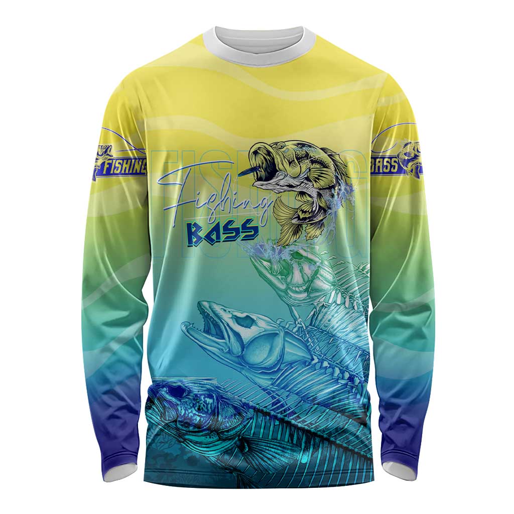Personalized Fishing Bone Summer Bass Long Sleeve Shirt Fishbone Ocean - Wonder Print Shop