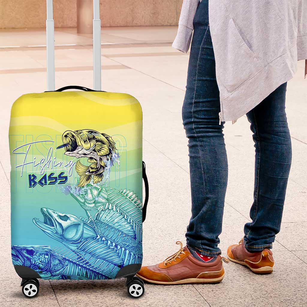 Fishing Bone Summer Bass Luggage Cover Fishbone Ocean - Wonder Print Shop