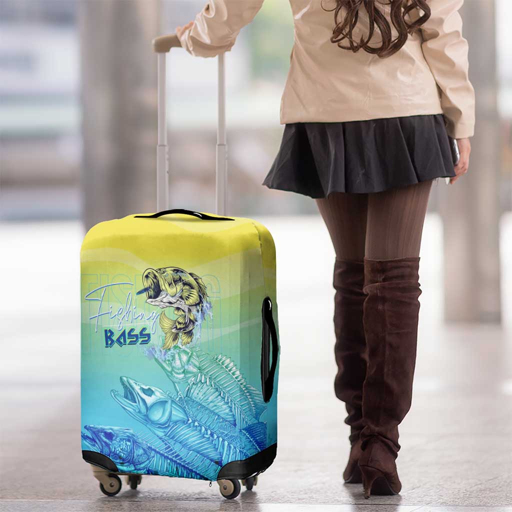 Fishing Bone Summer Bass Luggage Cover Fishbone Ocean - Wonder Print Shop