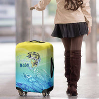 Fishing Bone Summer Bass Luggage Cover Fishbone Ocean - Wonder Print Shop