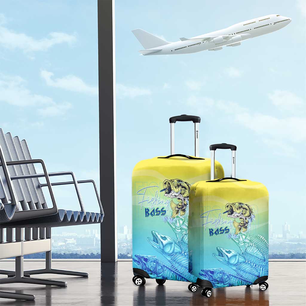 Fishing Bone Summer Bass Luggage Cover Fishbone Ocean - Wonder Print Shop