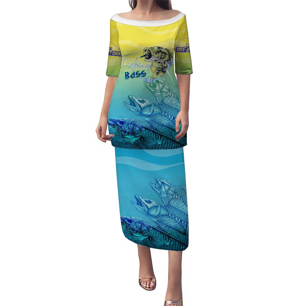 Personalized Fishing Bone Summer Bass Puletasi Fishbone Ocean - Wonder Print Shop