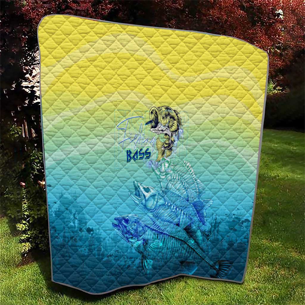 Fishing Bone Summer Bass Quilt Fishbone Ocean - Wonder Print Shop