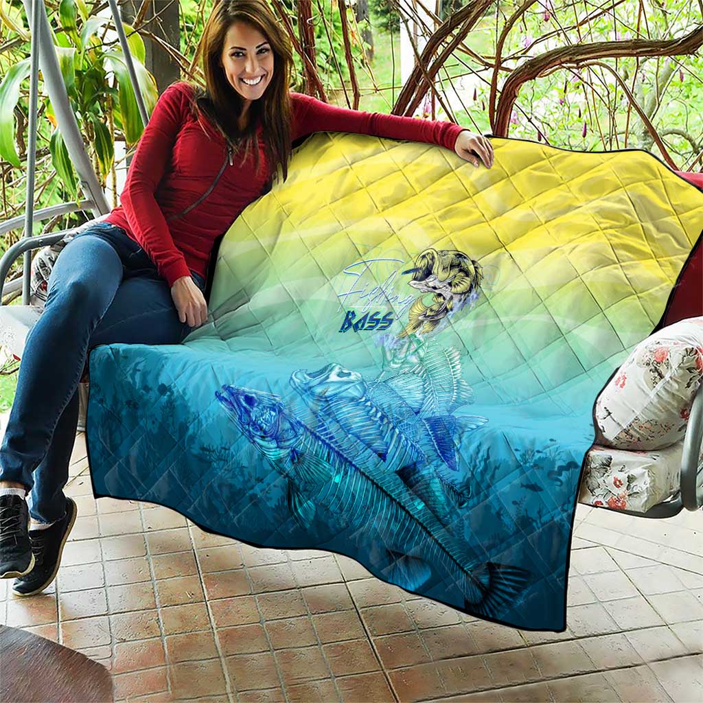 Fishing Bone Summer Bass Quilt Fishbone Ocean - Wonder Print Shop