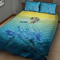 Fishing Bone Summer Bass Quilt Bed Set Fishbone Ocean - Wonder Print Shop