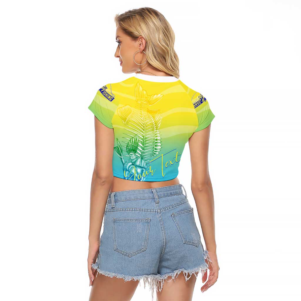 Personalized Fishing Bone Summer Bass Raglan Cropped T Shirt Fishbone Ocean - Wonder Print Shop