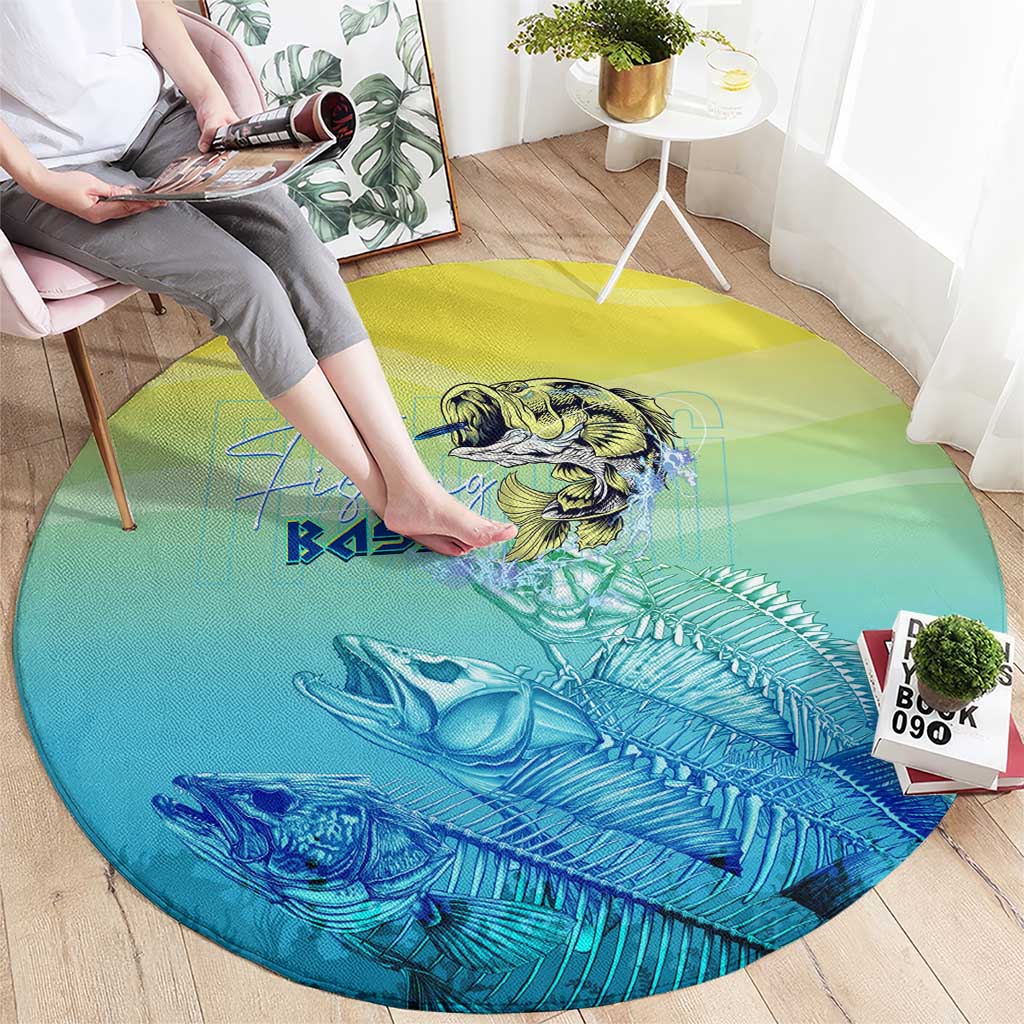 Fishing Bone Summer Bass Round Carpet Fishbone Ocean