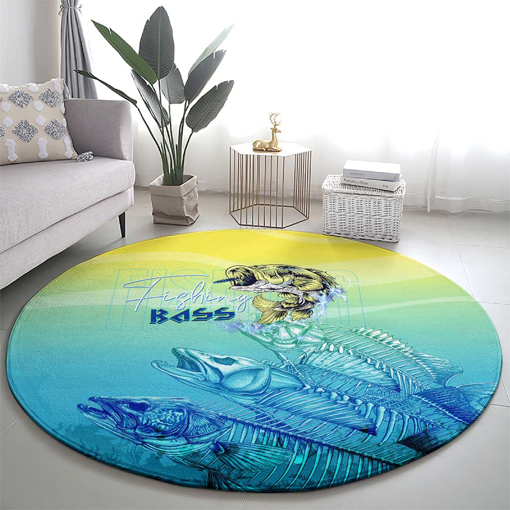 Fishing Bone Summer Bass Round Carpet Fishbone Ocean