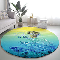 Fishing Bone Summer Bass Round Carpet Fishbone Ocean