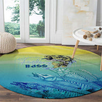 Fishing Bone Summer Bass Round Carpet Fishbone Ocean