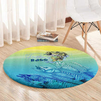 Fishing Bone Summer Bass Round Carpet Fishbone Ocean