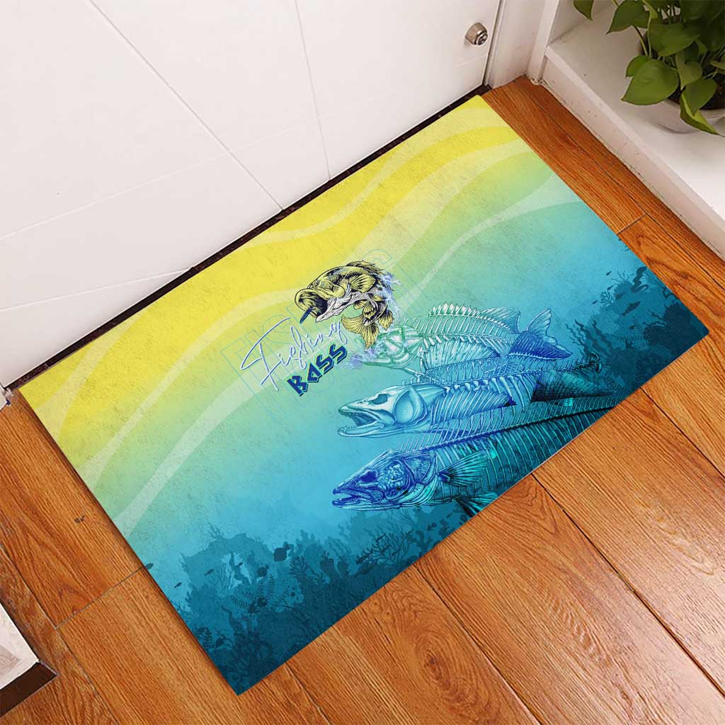 Fishing Bone Summer Bass Rubber Doormat Fishbone Ocean - Wonder Print Shop