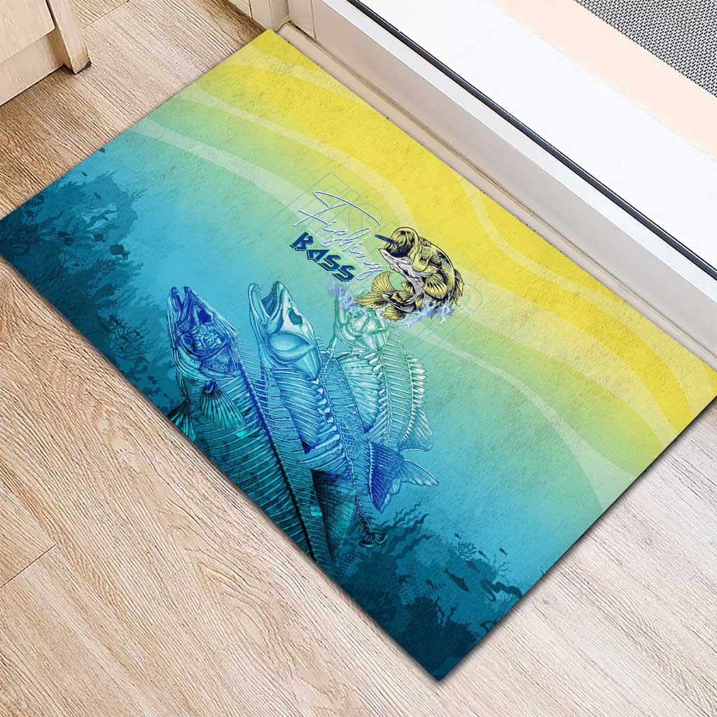 Fishing Bone Summer Bass Rubber Doormat Fishbone Ocean - Wonder Print Shop