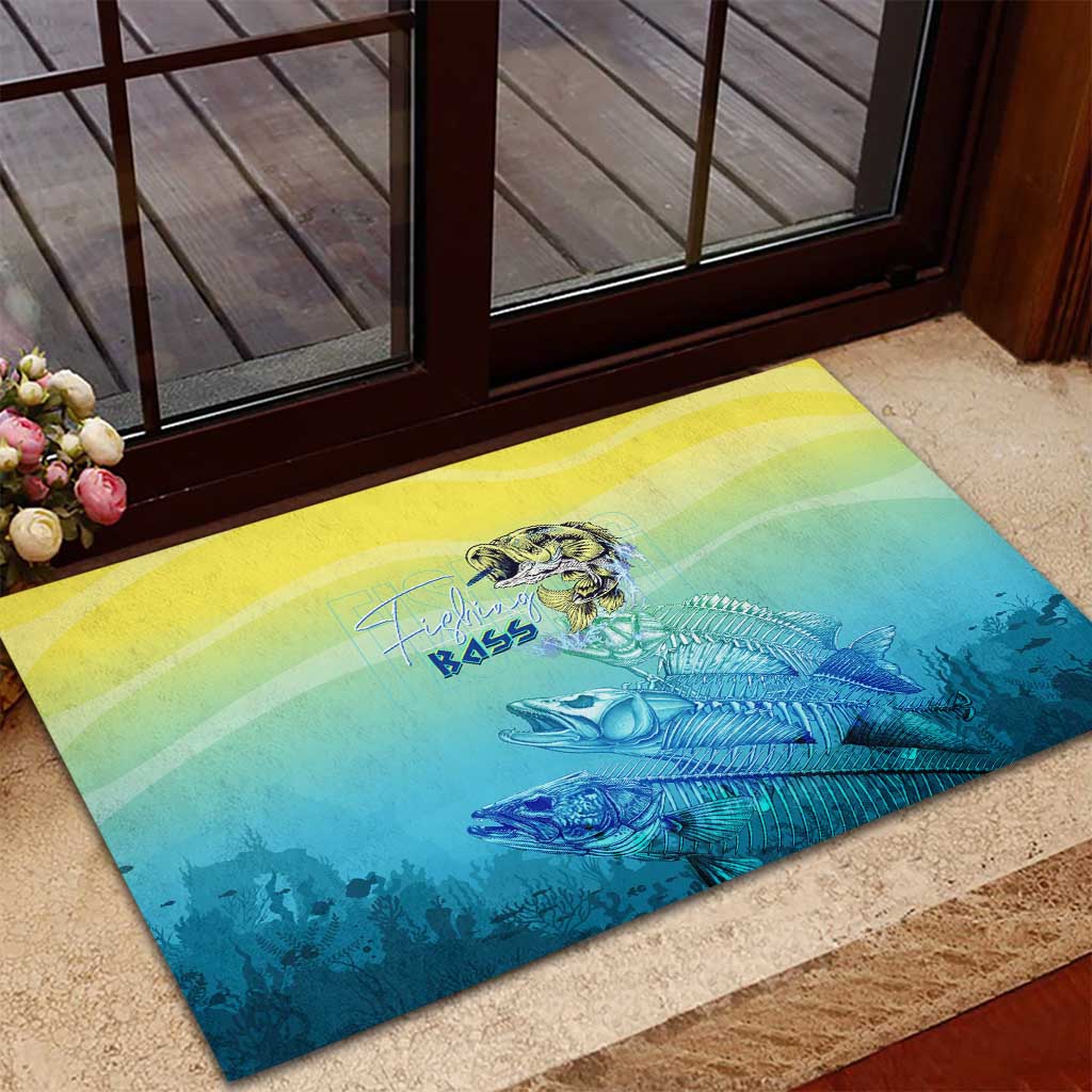 Fishing Bone Summer Bass Rubber Doormat Fishbone Ocean - Wonder Print Shop