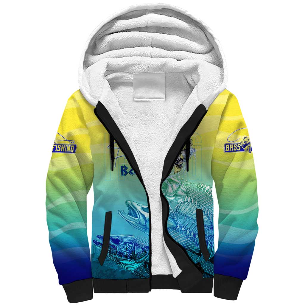 Personalized Fishing Bone Summer Bass Sherpa Hoodie Fishbone Ocean - Wonder Print Shop