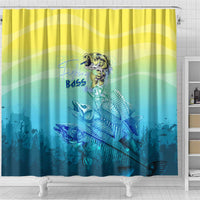 Fishing Bone Summer Bass Shower Curtain Fishbone Ocean