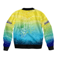 Personalized Fishing Bone Summer Bass Sleeve Zip Bomber Jacket Fishbone Ocean - Wonder Print Shop