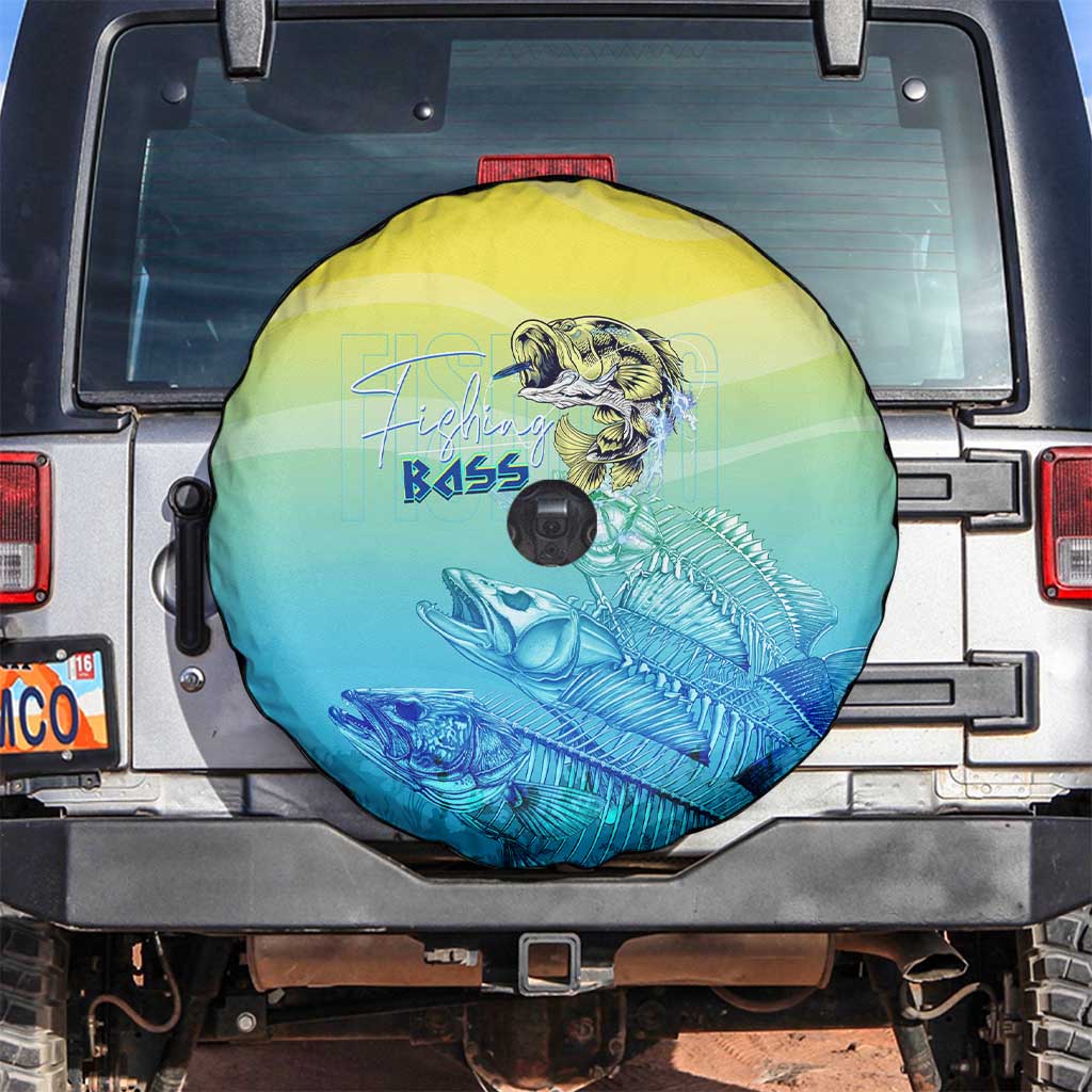 Fishing Bone Summer Bass Spare Tire Cover Fishbone Ocean - Wonder Print Shop