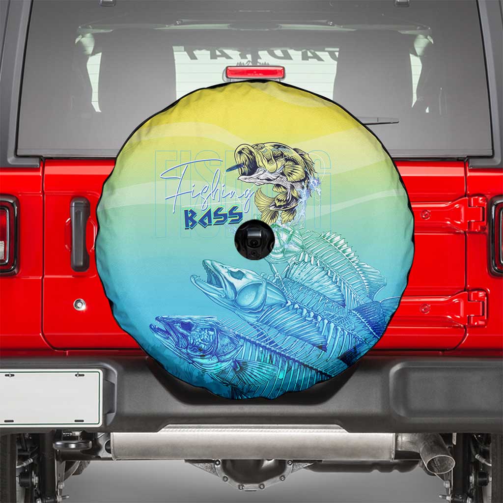 Fishing Bone Summer Bass Spare Tire Cover Fishbone Ocean - Wonder Print Shop