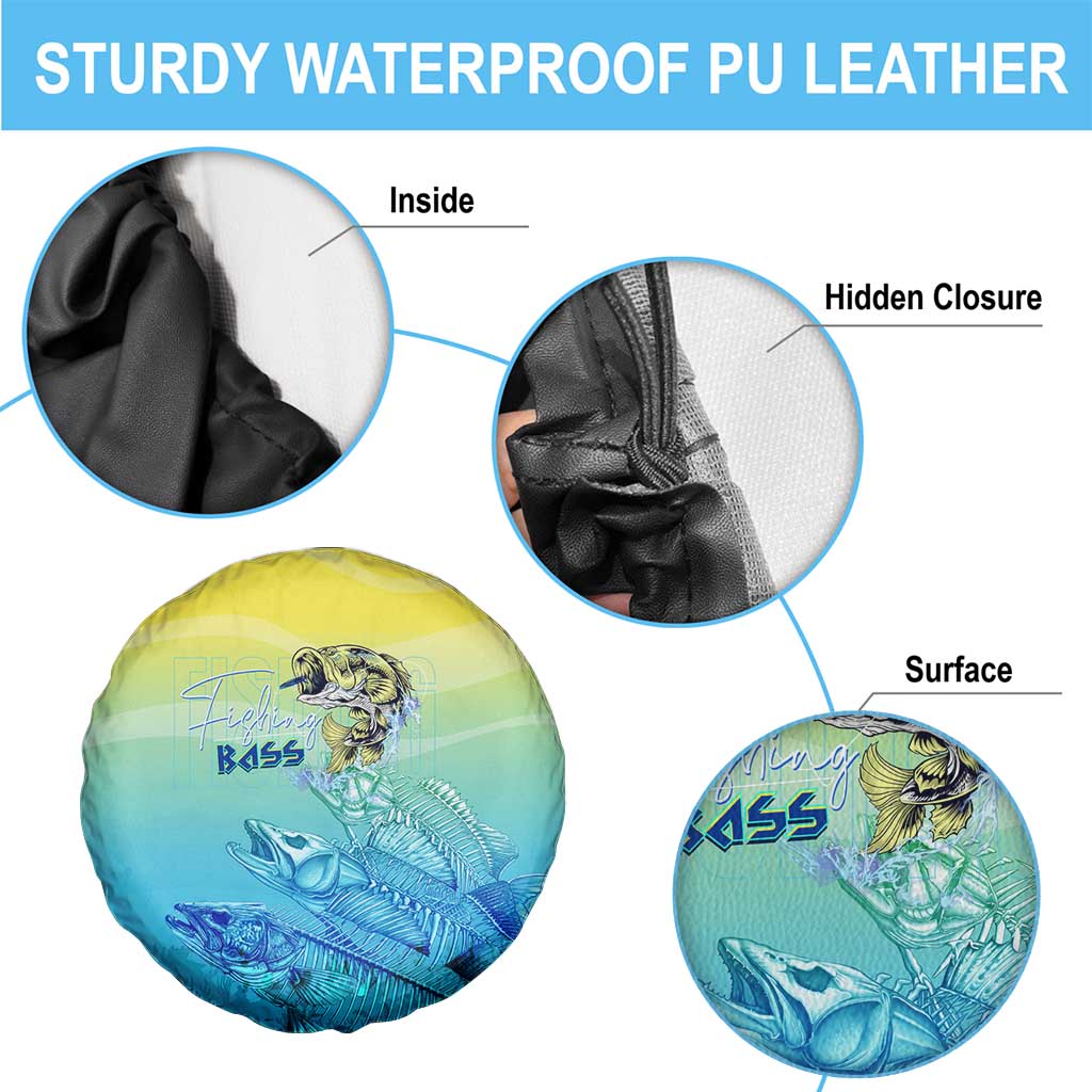 Fishing Bone Summer Bass Spare Tire Cover Fishbone Ocean - Wonder Print Shop