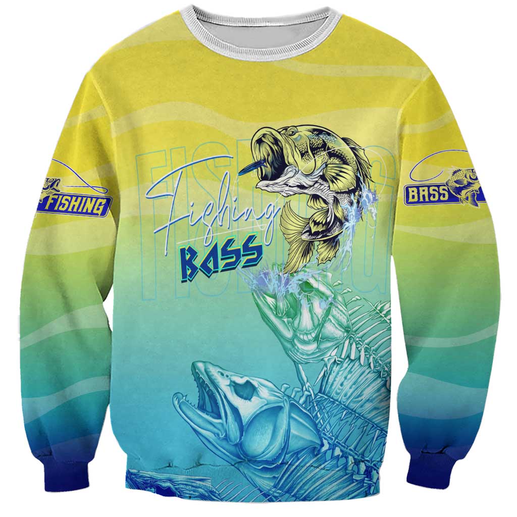 Personalized Fishing Bone Summer Bass Sweatshirt Fishbone Ocean - Wonder Print Shop