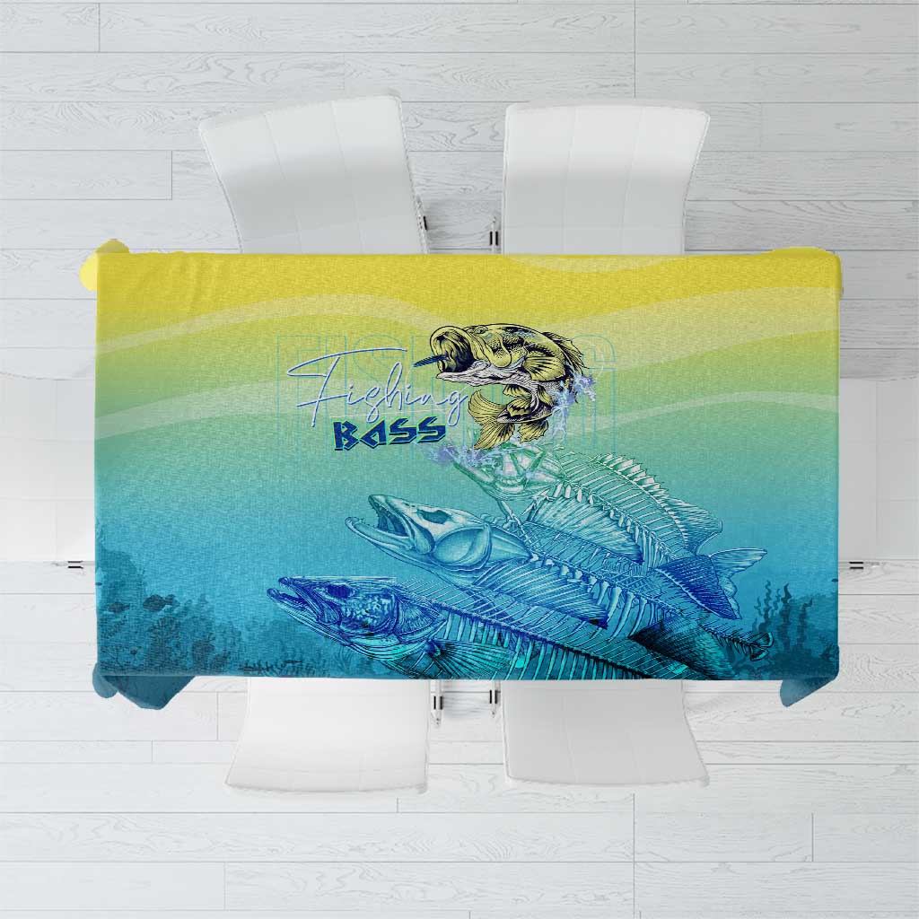 Fishing Bone Summer Bass Tablecloth Fishbone Ocean - Wonder Print Shop