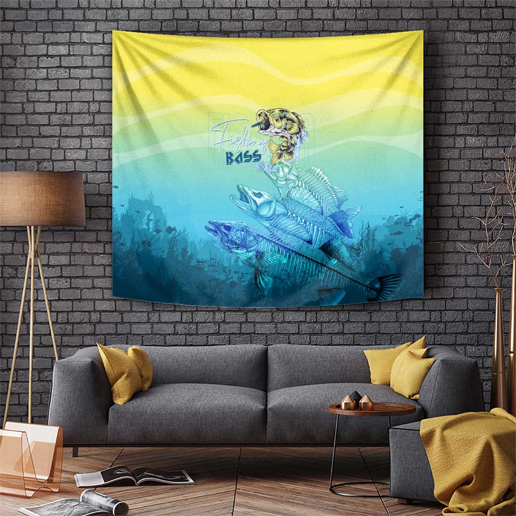 Fishing Bone Summer Bass Tapestry Fishbone Ocean - Wonder Print Shop