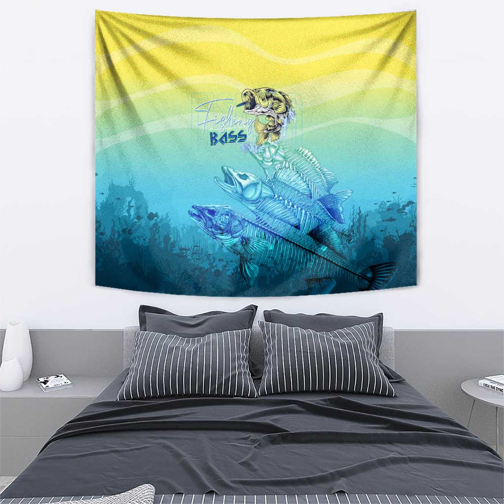 Fishing Bone Summer Bass Tapestry Fishbone Ocean - Wonder Print Shop