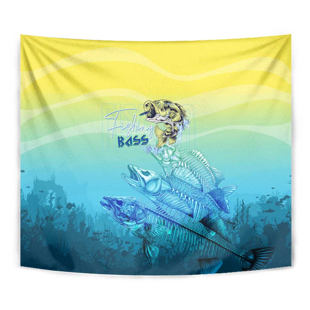 Fishing Bone Summer Bass Tapestry Fishbone Ocean - Wonder Print Shop