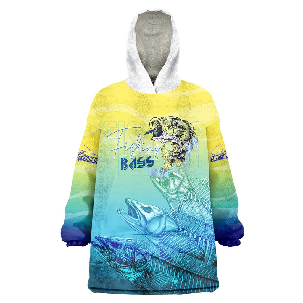 Personalized Fishing Bone Summer Bass Wearable Blanket Hoodie Fishbone Ocean - Wonder Print Shop