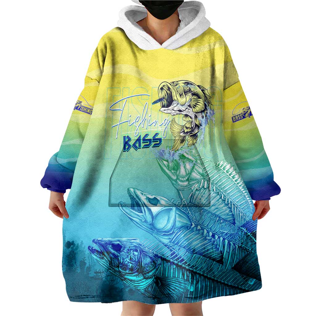 Personalized Fishing Bone Summer Bass Wearable Blanket Hoodie Fishbone Ocean - Wonder Print Shop