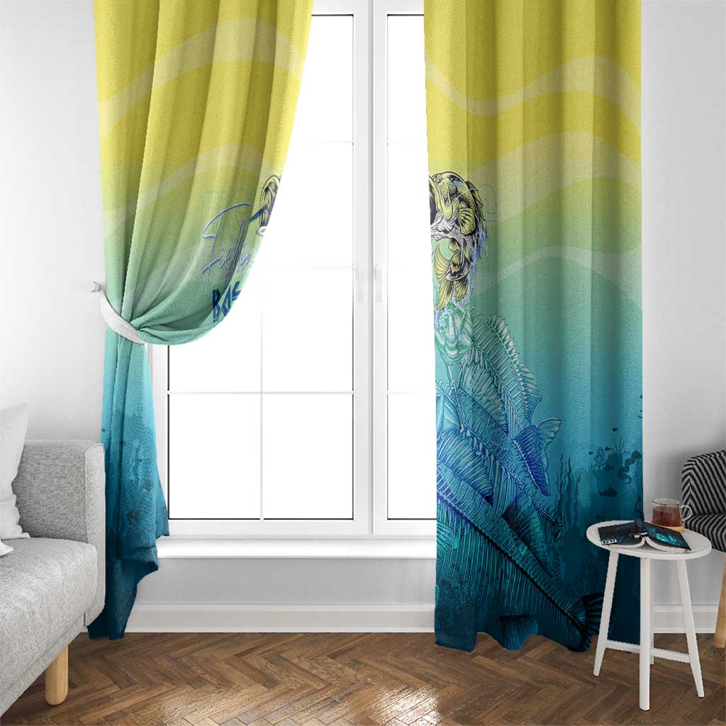 Fishing Bone Summer Bass Window Curtain Fishbone Ocean - Wonder Print Shop