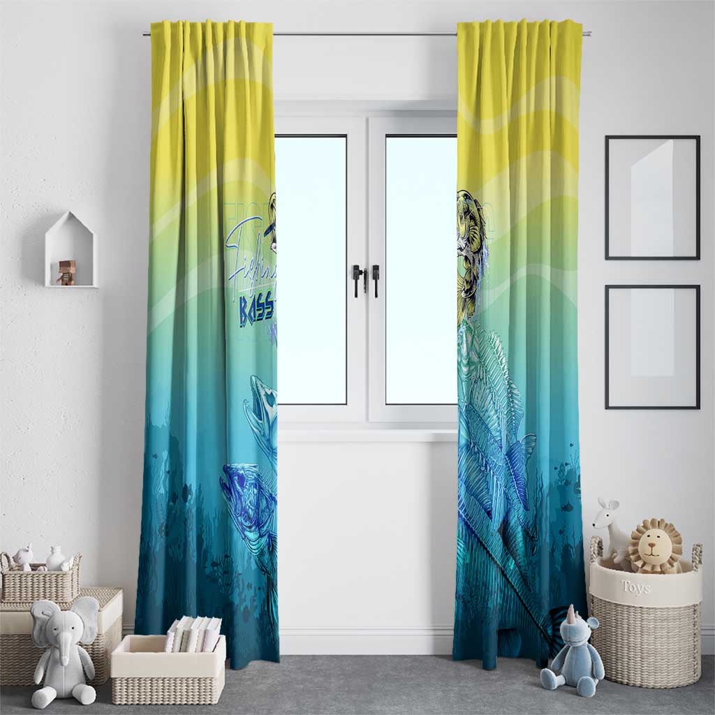 Fishing Bone Summer Bass Window Curtain Fishbone Ocean - Wonder Print Shop