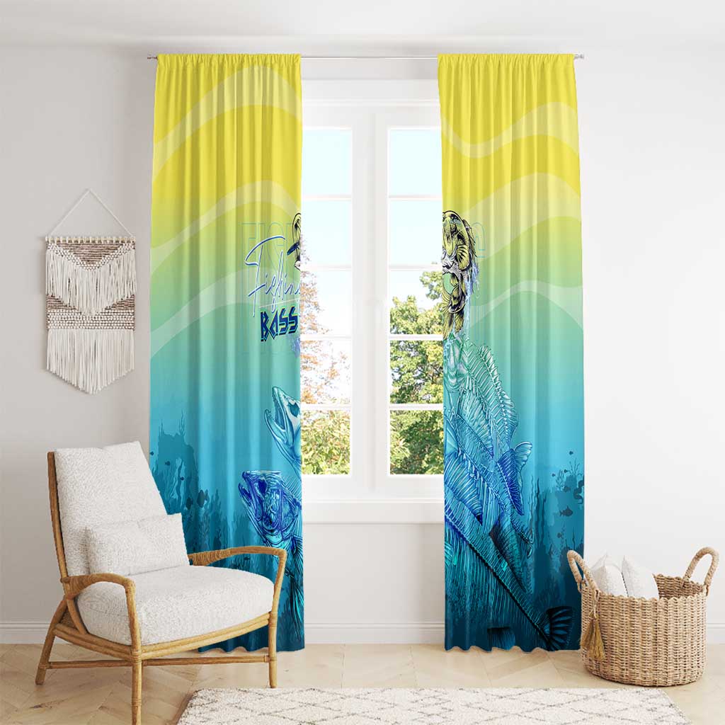 Fishing Bone Summer Bass Window Curtain Fishbone Ocean - Wonder Print Shop