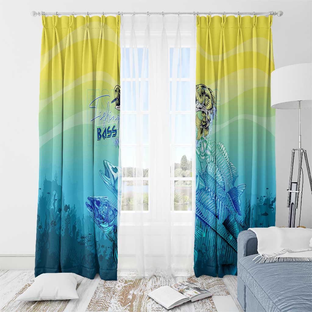Fishing Bone Summer Bass Window Curtain Fishbone Ocean - Wonder Print Shop