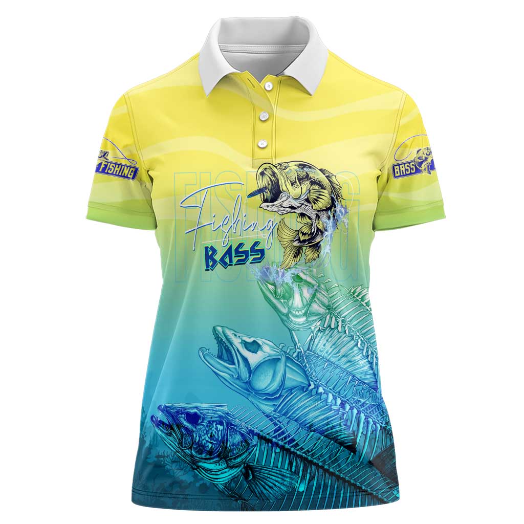 Personalized Fishing Bone Summer Bass Women Polo Shirt Fishbone Ocean - Wonder Print Shop
