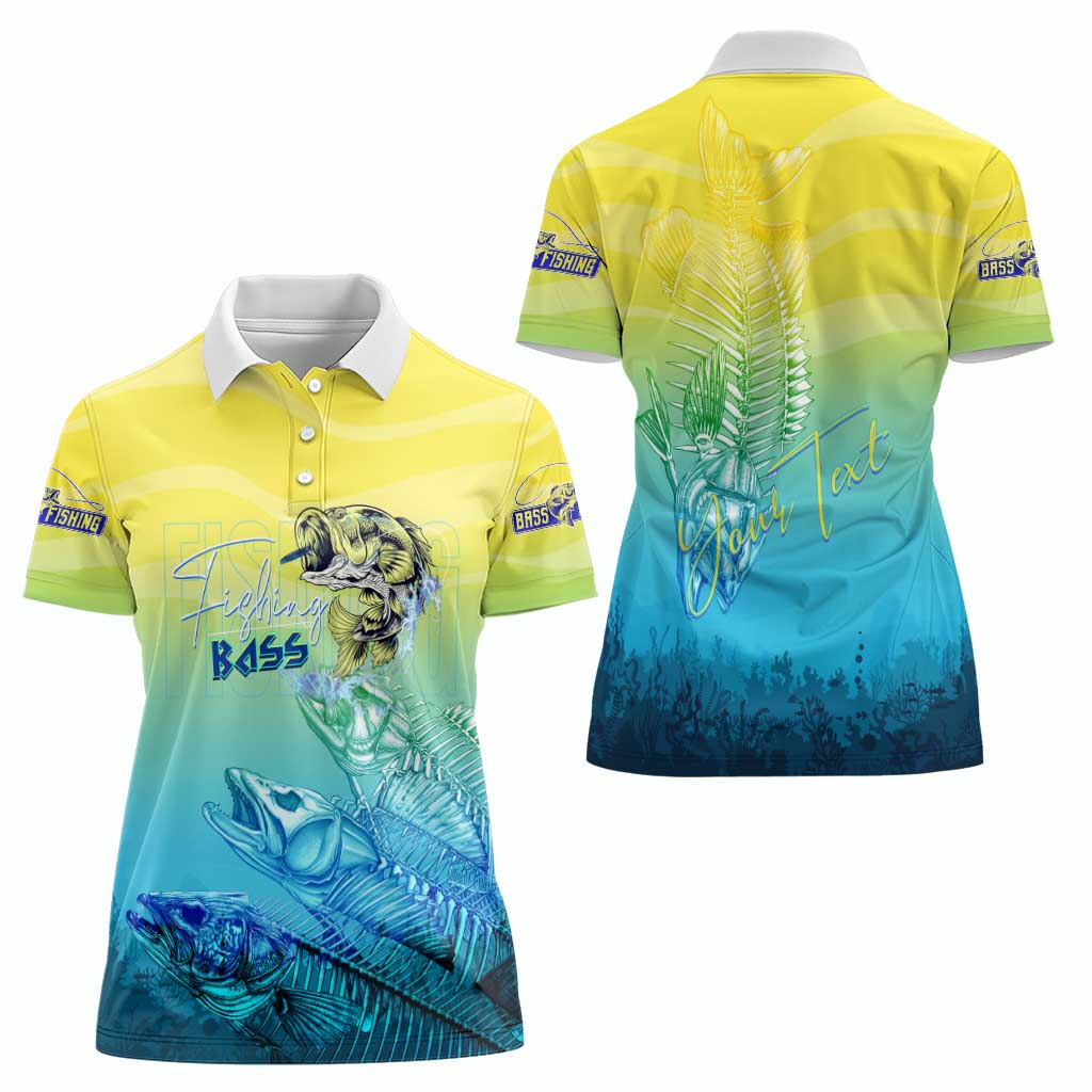 Personalized Fishing Bone Summer Bass Women Polo Shirt Fishbone Ocean - Wonder Print Shop