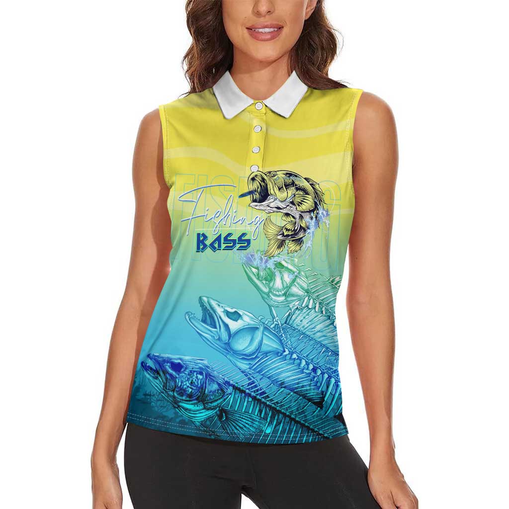Personalized Fishing Bone Summer Bass Women Sleeveless Polo Shirt Fishbone Ocean - Wonder Print Shop