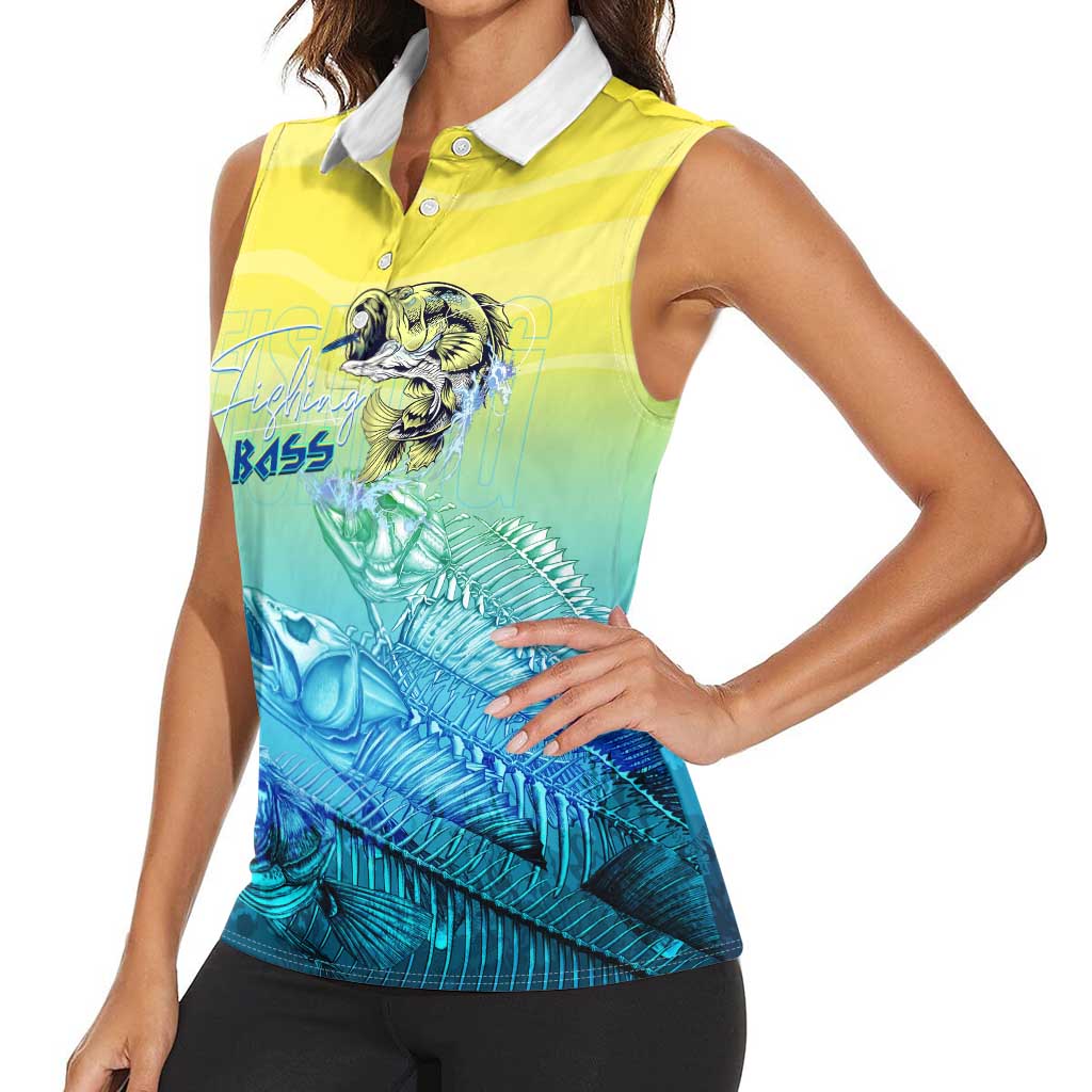 Personalized Fishing Bone Summer Bass Women Sleeveless Polo Shirt Fishbone Ocean - Wonder Print Shop