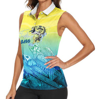 Personalized Fishing Bone Summer Bass Women Sleeveless Polo Shirt Fishbone Ocean - Wonder Print Shop