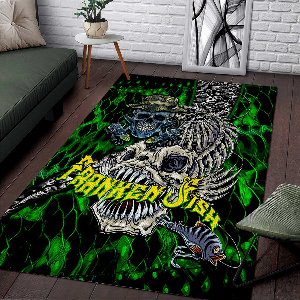 Franken Fish Area Rug Skull Fishing Green - Wonder Print Shop